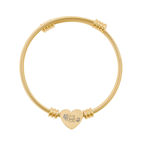 Anxiety ' I am Safe' Heart Cuff Bracelet (Engraving)