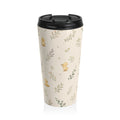 Watercolor Duckling Pattern Travel Mug | Floral Sprigs, Pastel Nursery