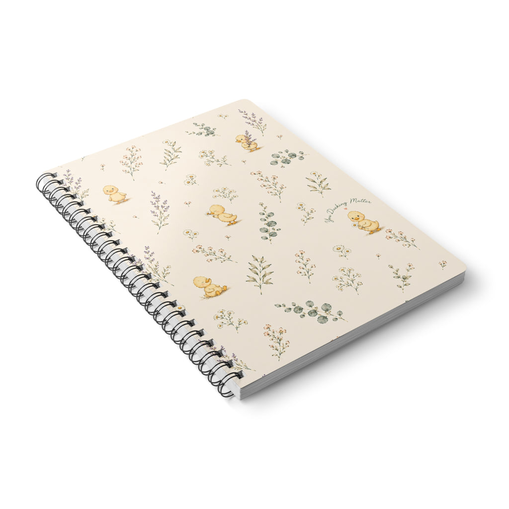 Vintage Duckling Floral Notebook Wirobound Softcover A5