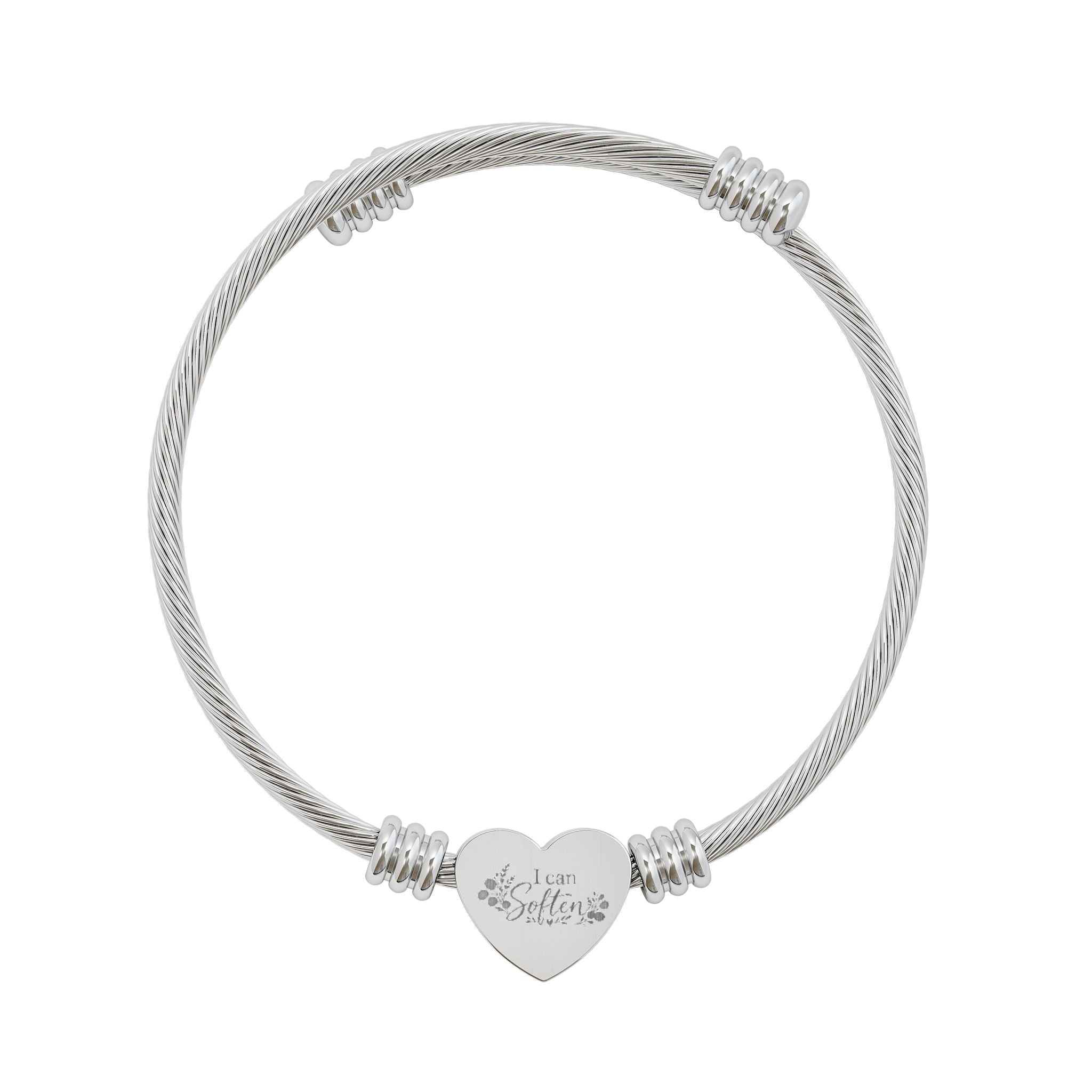 Anxiety ' I can Soften' Heart Cuff Bracelet (Engraving)