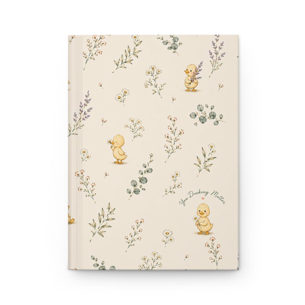 Duckling Meadow Hardcover Journal — Cute Floral Baby Duck Notebook