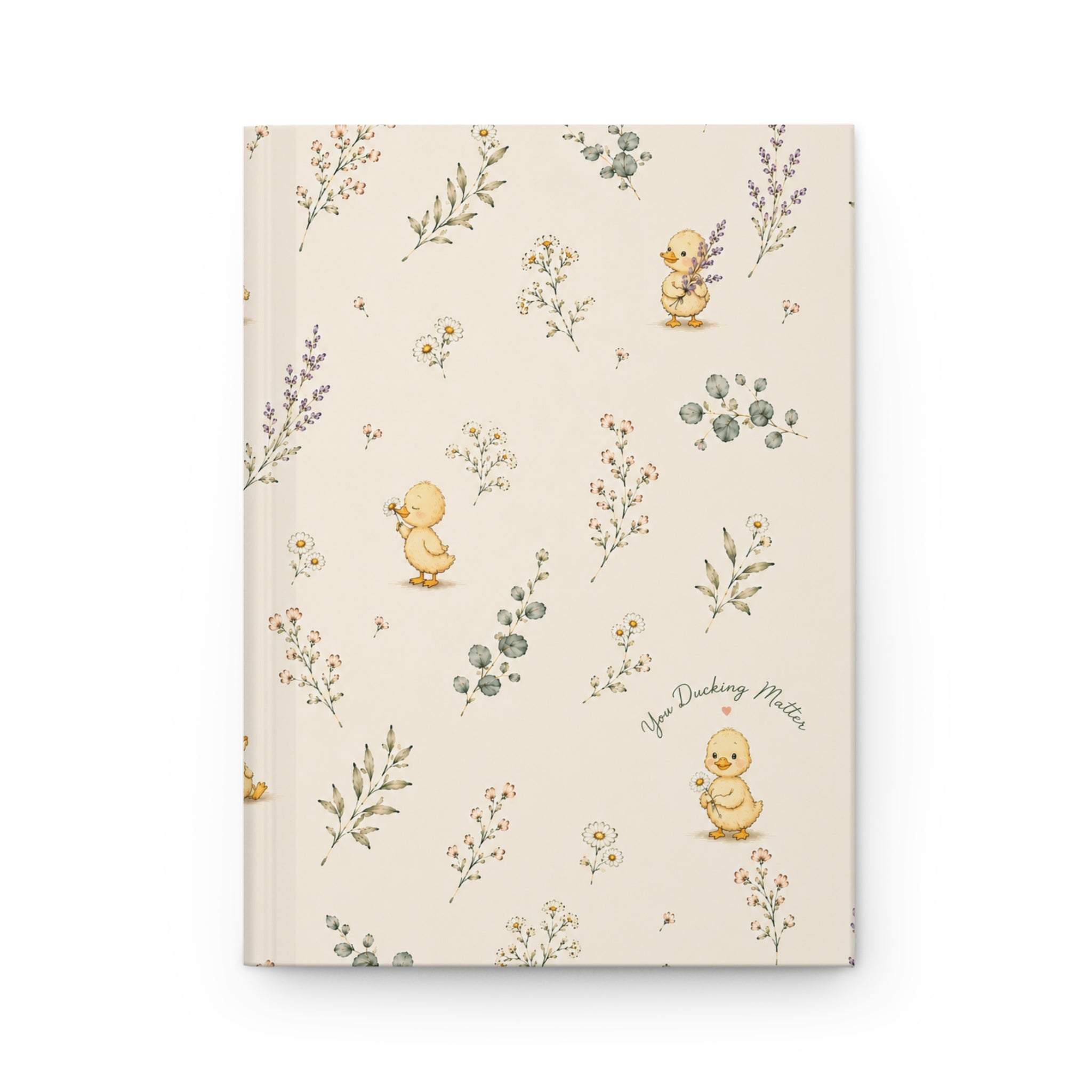 Duckling Meadow Hardcover Journal — Cute Floral Baby Duck Notebook