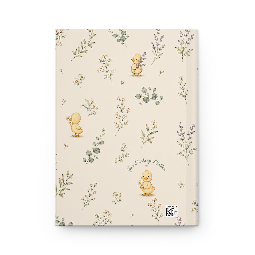 Duckling Meadow Hardcover Journal — Cute Floral Baby Duck Notebook
