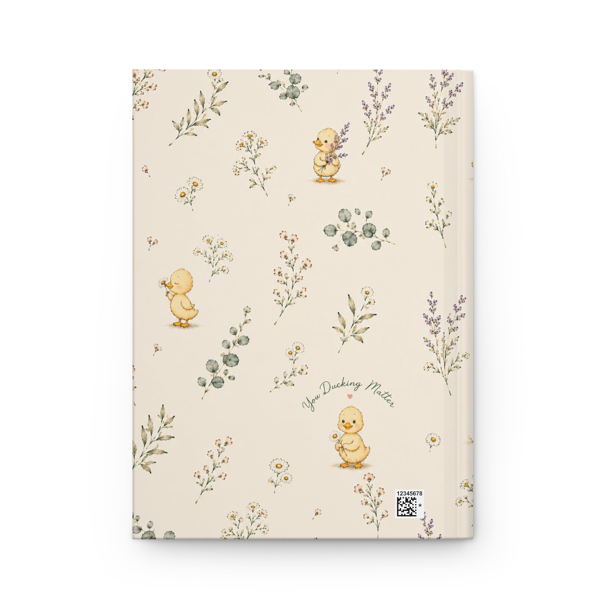 Duckling Meadow Hardcover Journal — Cute Floral Baby Duck Notebook
